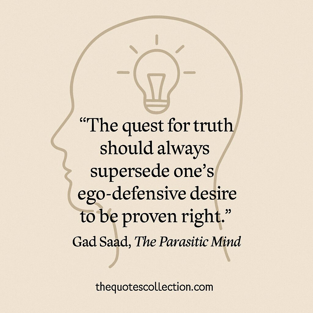Minimalist quote graphic featuring one of the most popular Gad Saad quotes from The Parasitic Mind 