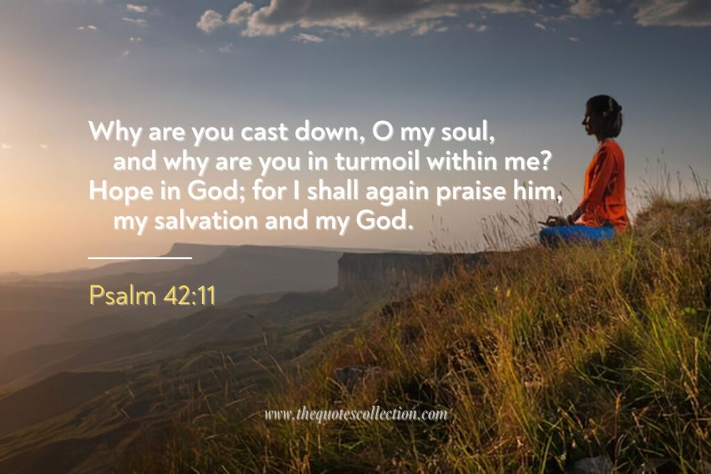 Bible verses from Psalm graphic talking about putting hope in God