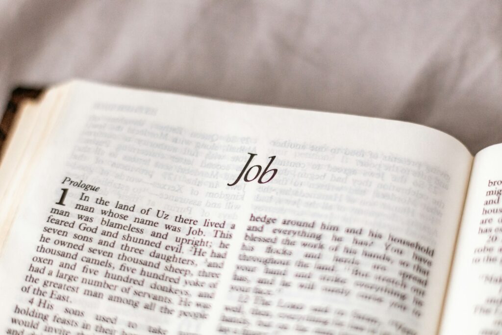 A page from the Book of Job from the Bible
