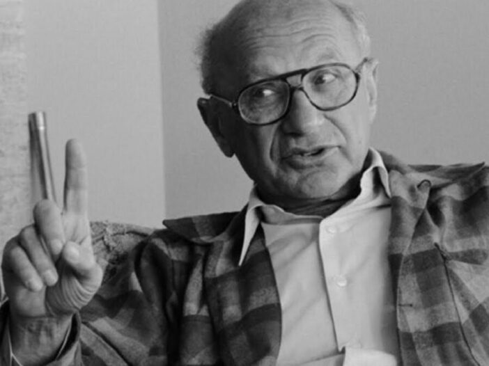 Milton Friedman in black and white