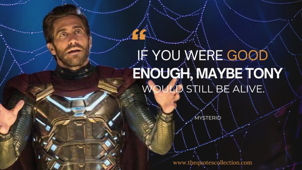 Famous spiderman quote from Mysterio graphic talking about Tony Parker