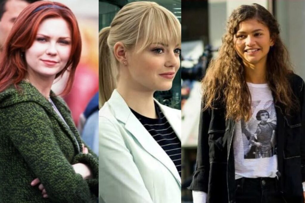 Peter Parker three Love interests, featuring Mary Jane, Gwen Stacy, and MJ