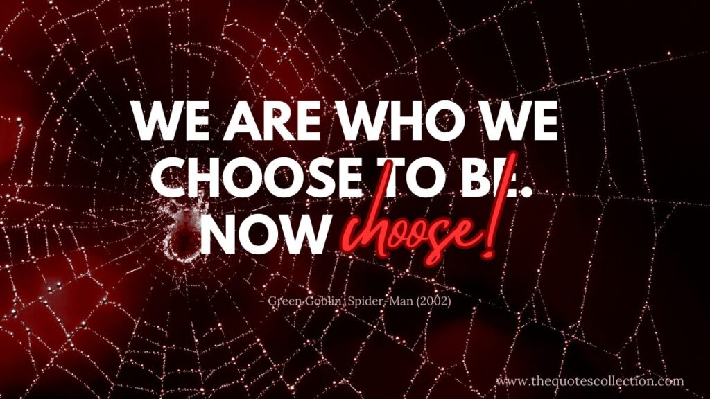 Famous spiderman movie quote graphic