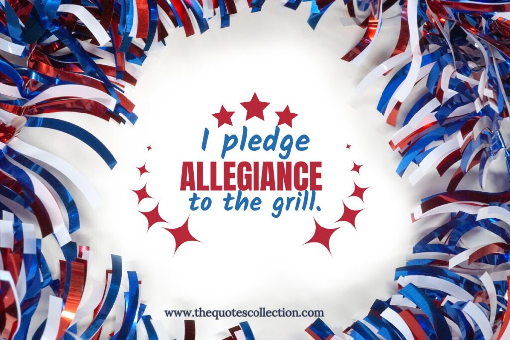 4th of july graphic with text "I pledge allegiance to the grill."
