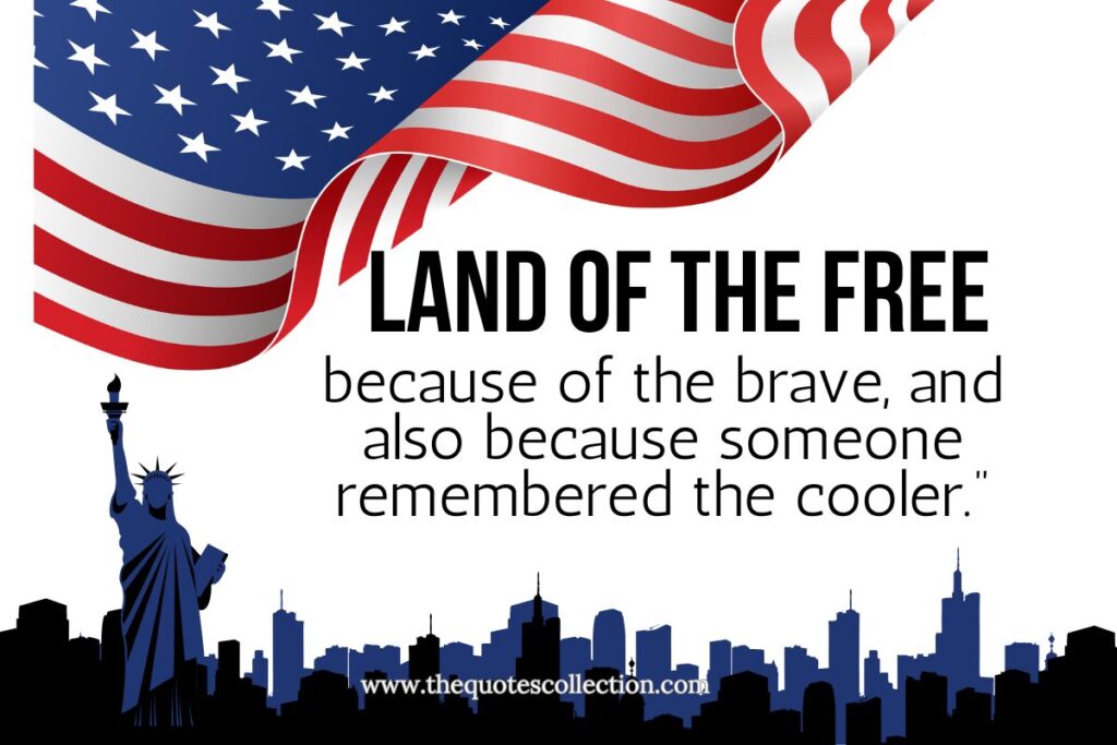 Patriotic 4th of July quote graphic with US flag