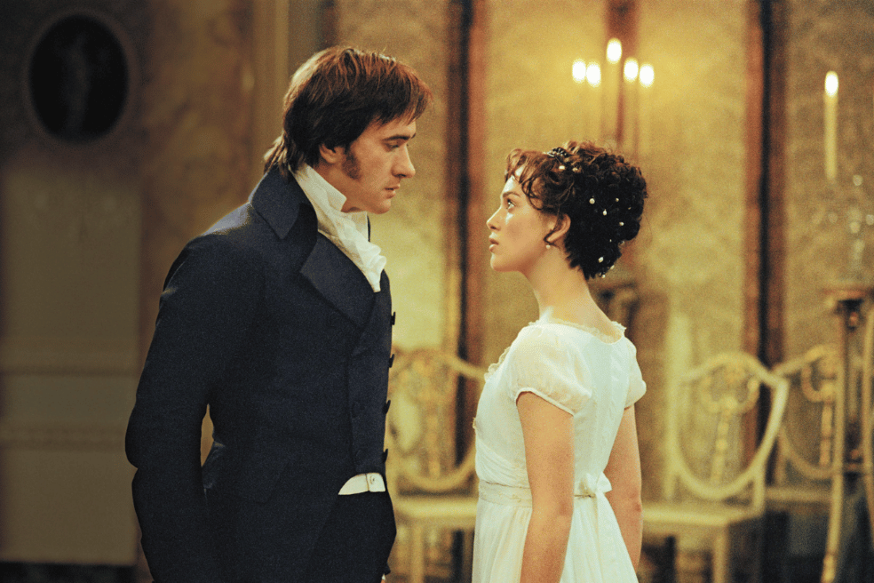 Mr Darcy and Elizabeth Bennet in Pride and Prejudice, illustrating memorable Mr Darcy quotes about love, pride, and romance.