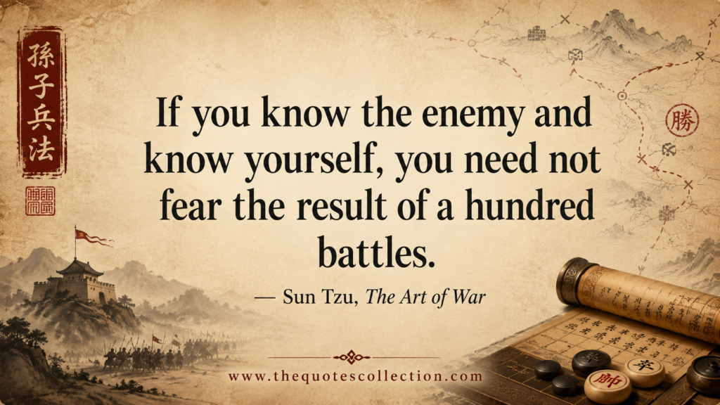 Art of war lessons graphic about knowing yourself and the enemy