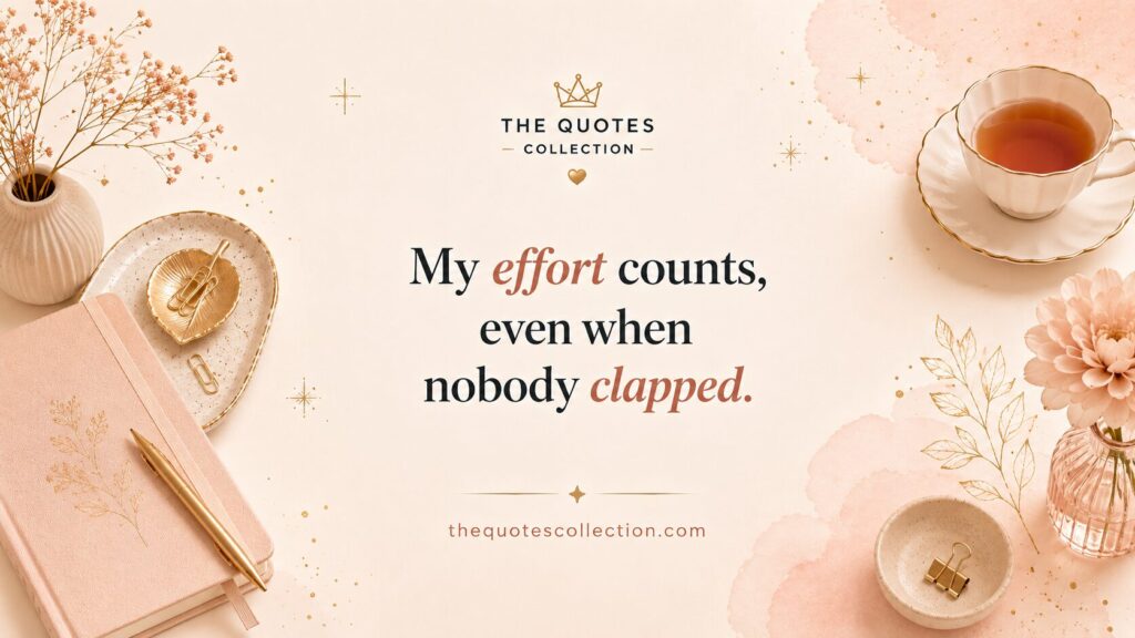 Encouraging self appreciation quote graphic with journal and tea accents