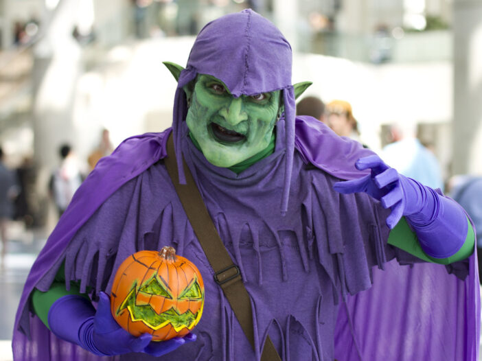 Green Goblin cosplay at WonderCon, featuring the Marvel villain's distinctive costume.