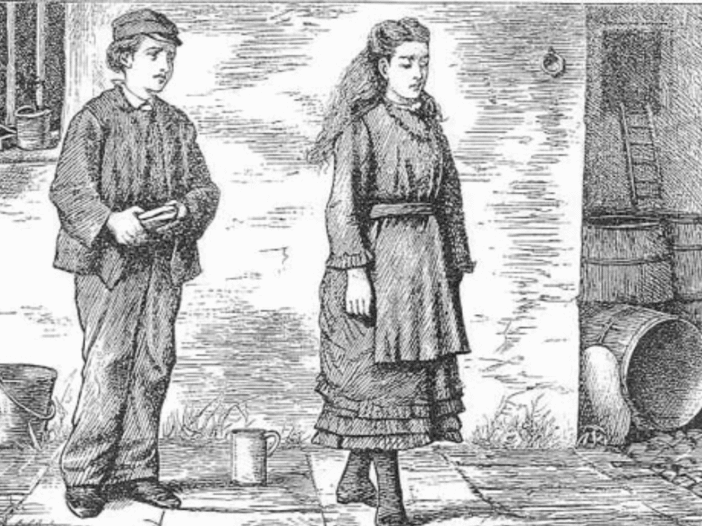 Young Estella in Great Expectations with Pip during their first meeting at Satis House